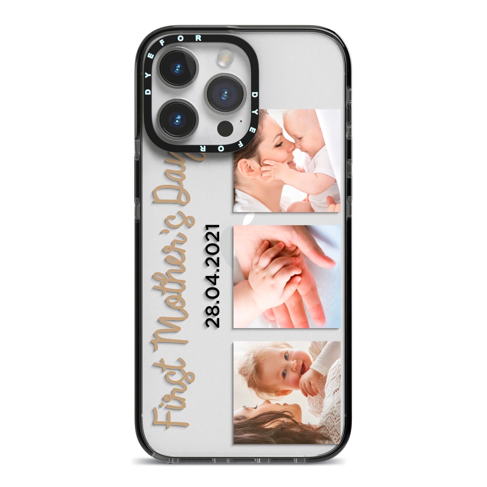 First Mothers Day Photo iPhone 14 Pro Max Black Impact Case on Silver phone