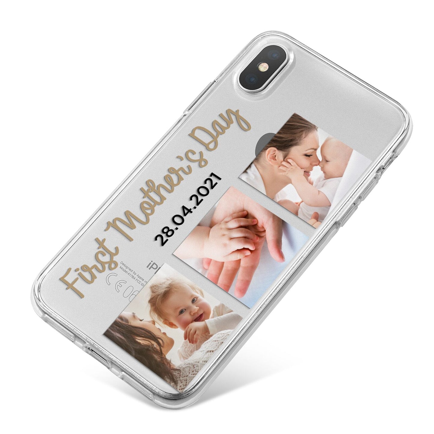 First Mothers Day Photo iPhone X Bumper Case on Silver iPhone