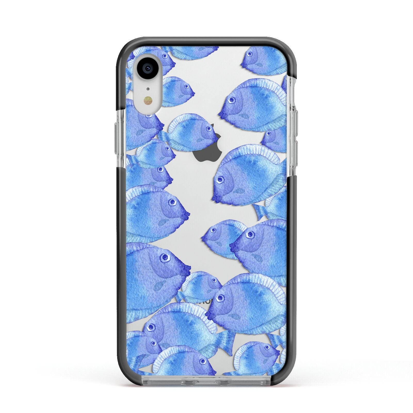 Fish Apple iPhone XR Impact Case Black Edge on Silver Phone