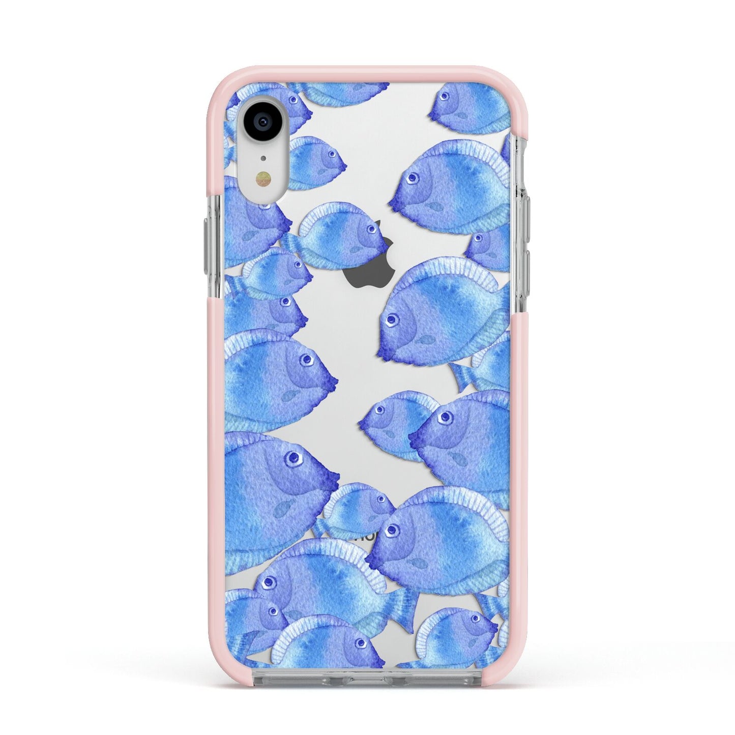 Fish Apple iPhone XR Impact Case Pink Edge on Silver Phone