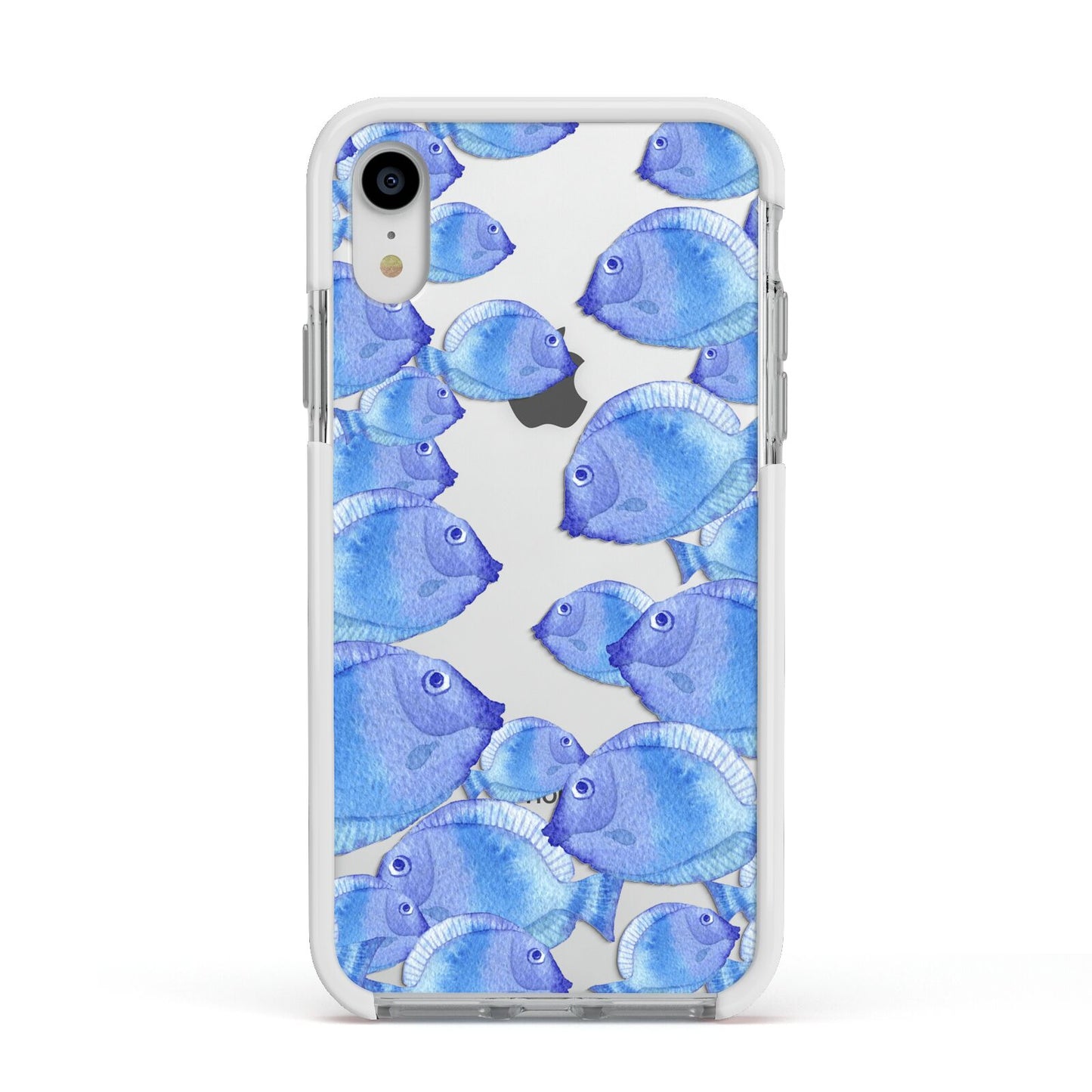 Fish Apple iPhone XR Impact Case White Edge on Silver Phone