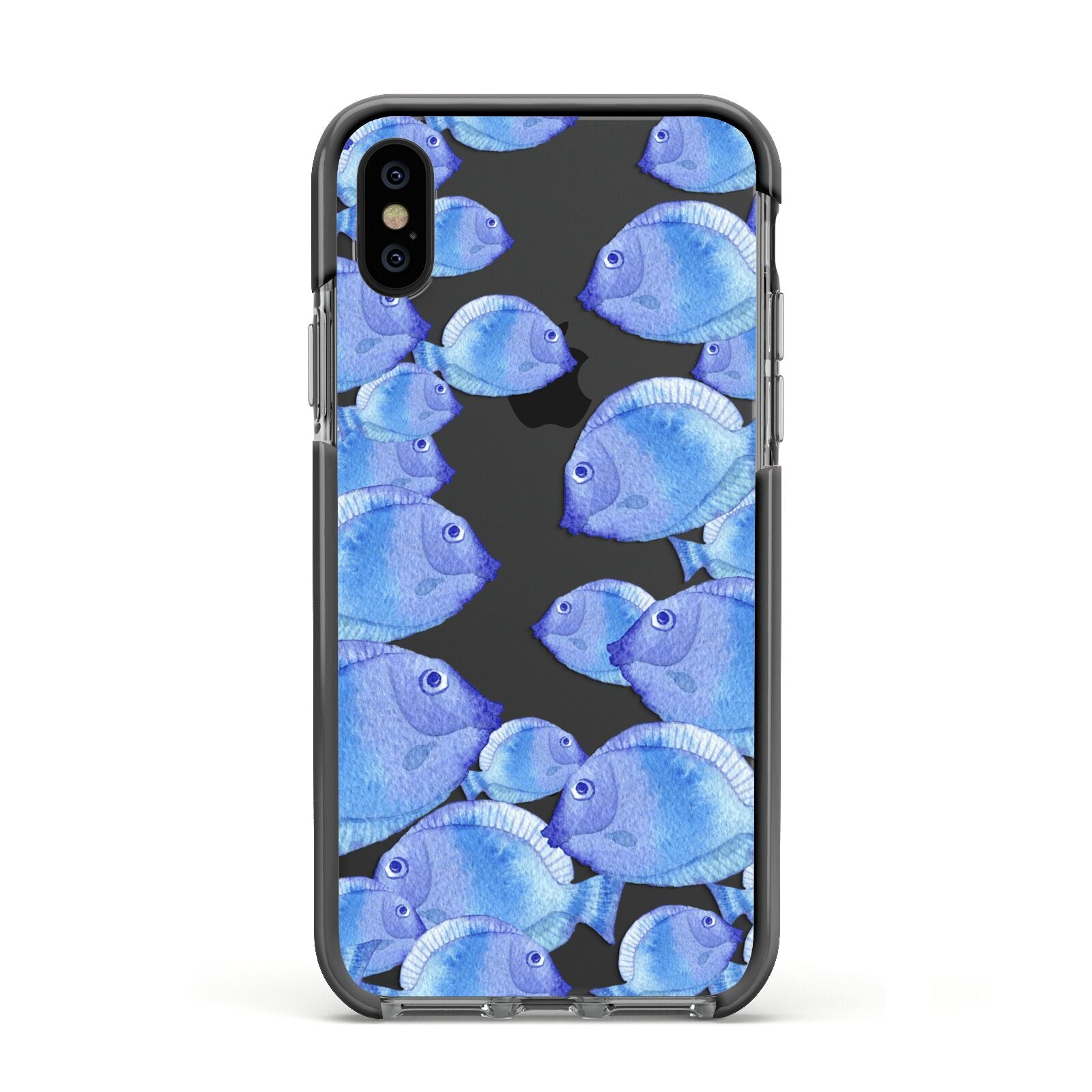 Fish Apple iPhone Xs Impact Case Black Edge on Black Phone