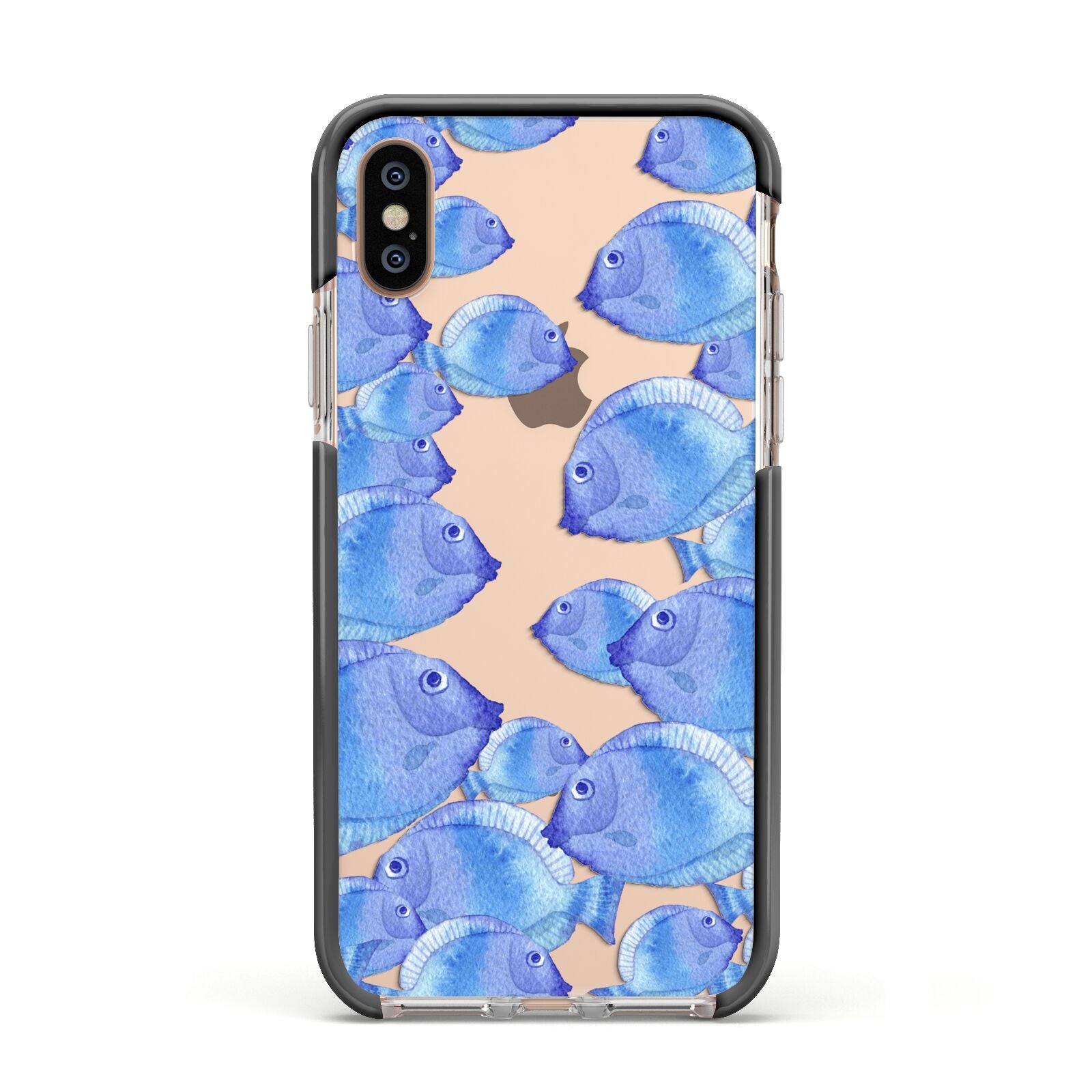 Fish Apple iPhone Xs Impact Case Black Edge on Gold Phone