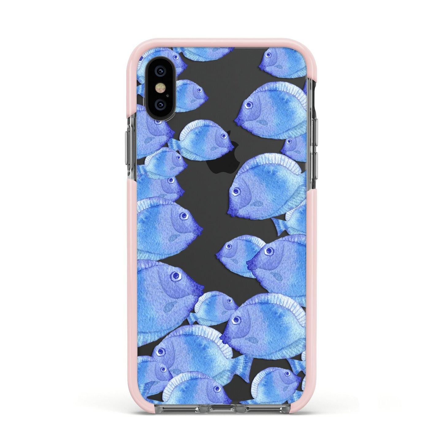 Fish Apple iPhone Xs Impact Case Pink Edge on Black Phone