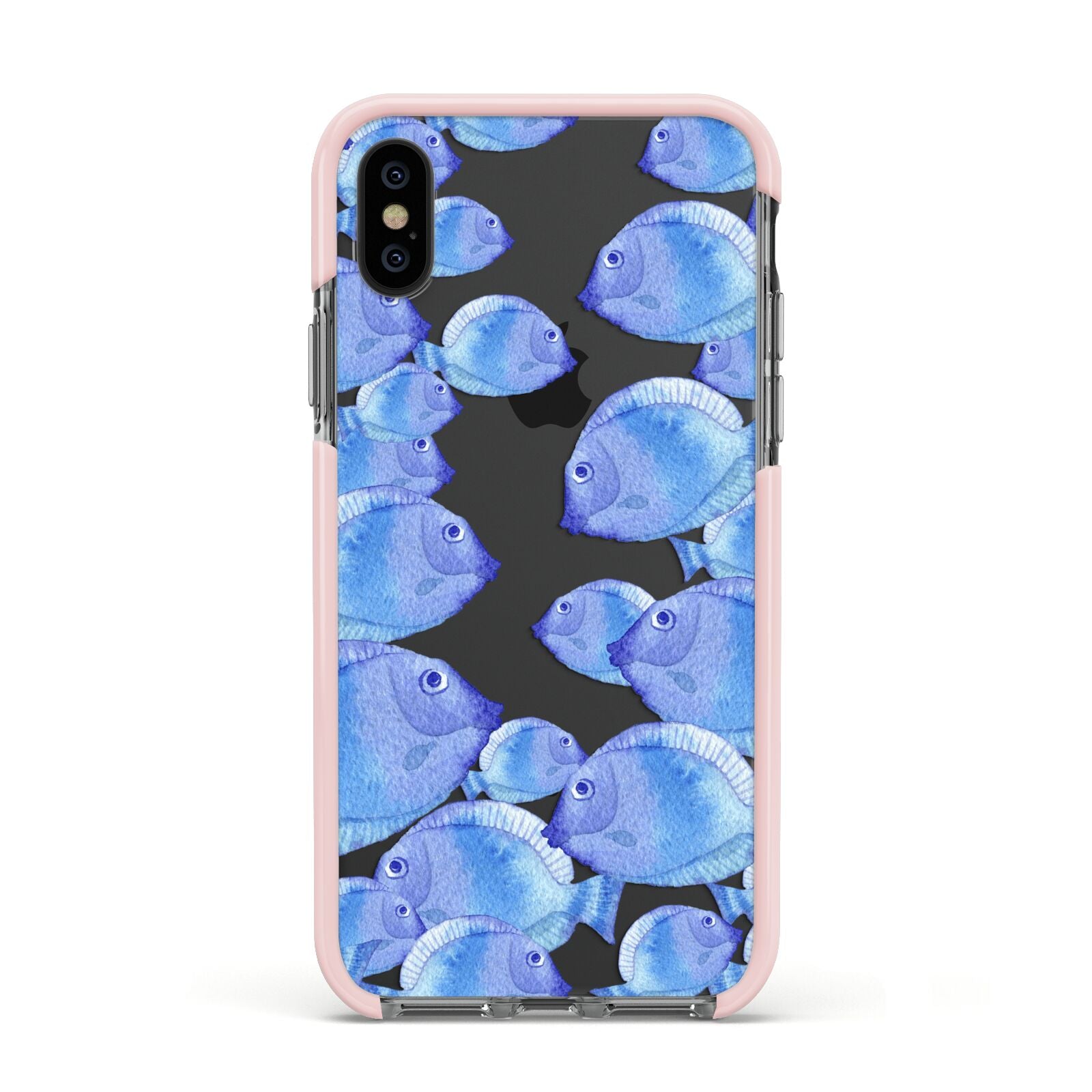 Fish Apple iPhone Xs Impact Case Pink Edge on Black Phone