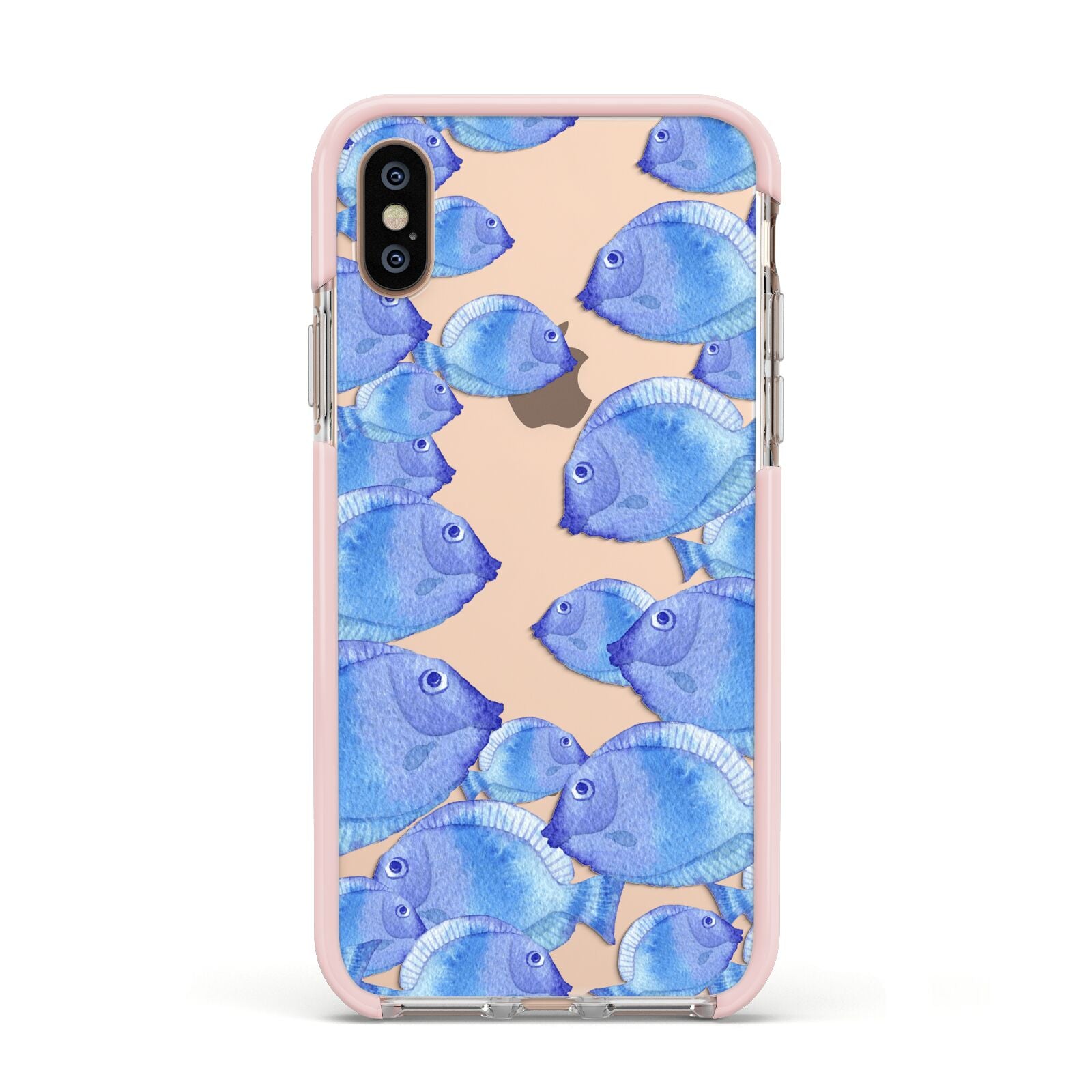 Fish Apple iPhone Xs Impact Case Pink Edge on Gold Phone