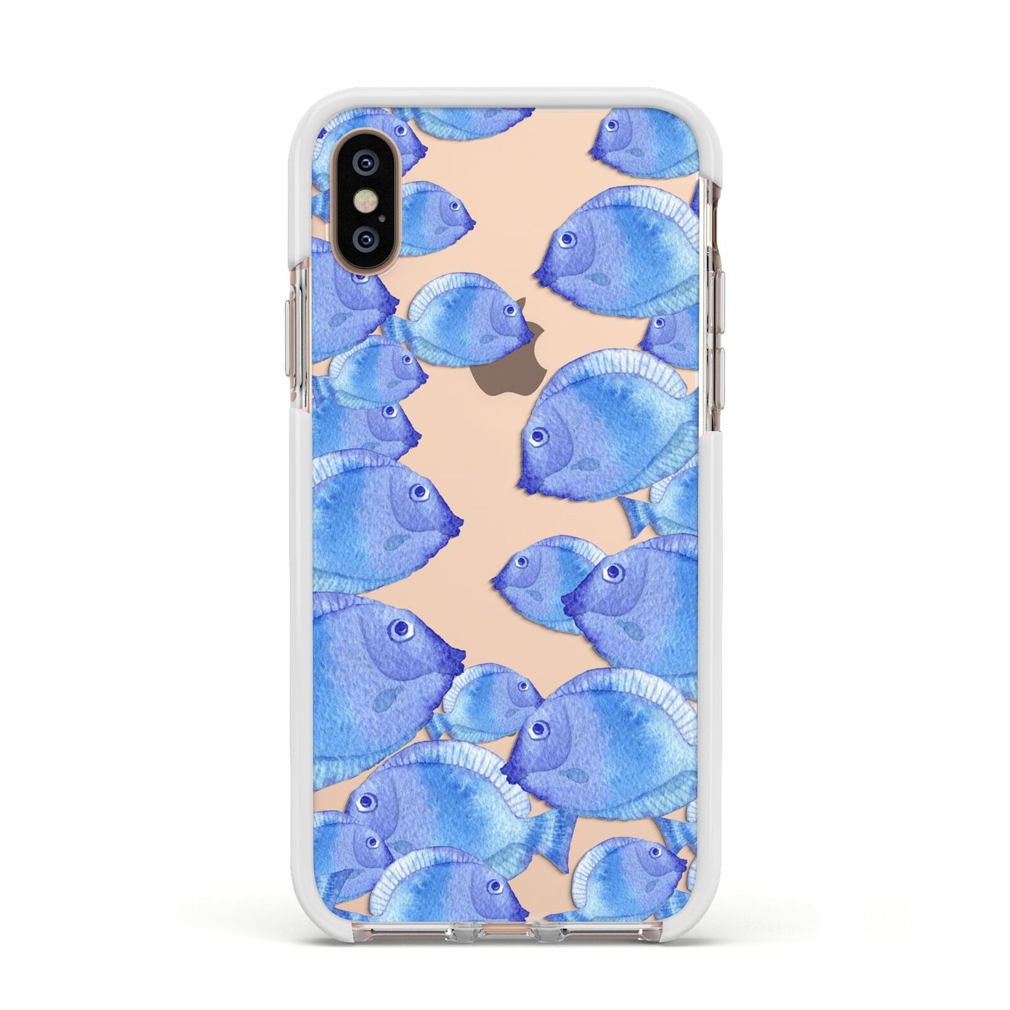 Fish Apple iPhone Xs Impact Case White Edge on Gold Phone