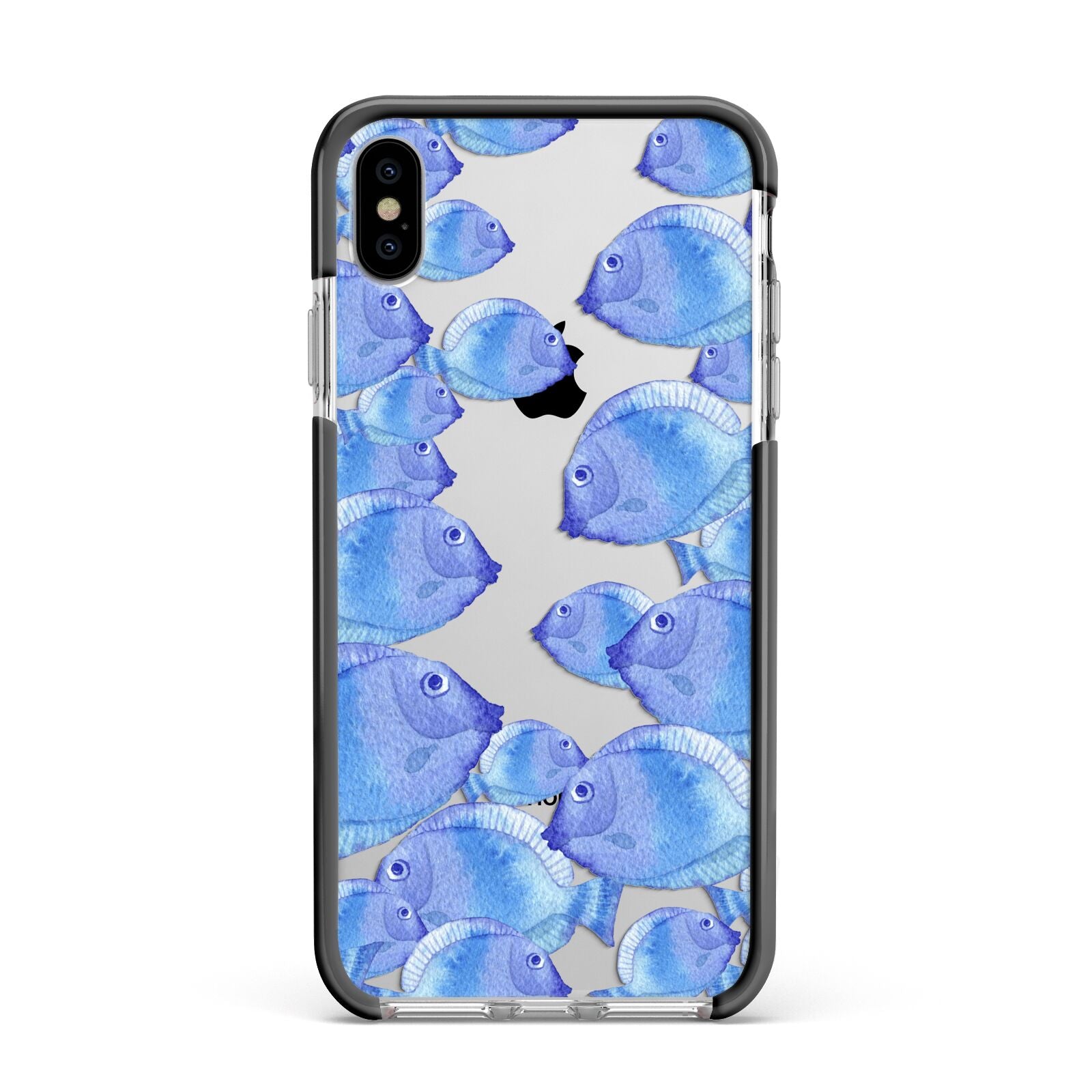 Fish Apple iPhone Xs Max Impact Case Black Edge on Silver Phone