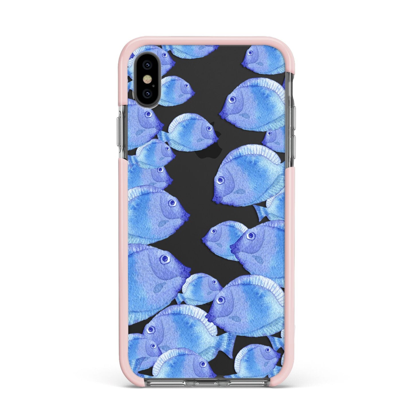 Fish Apple iPhone Xs Max Impact Case Pink Edge on Black Phone