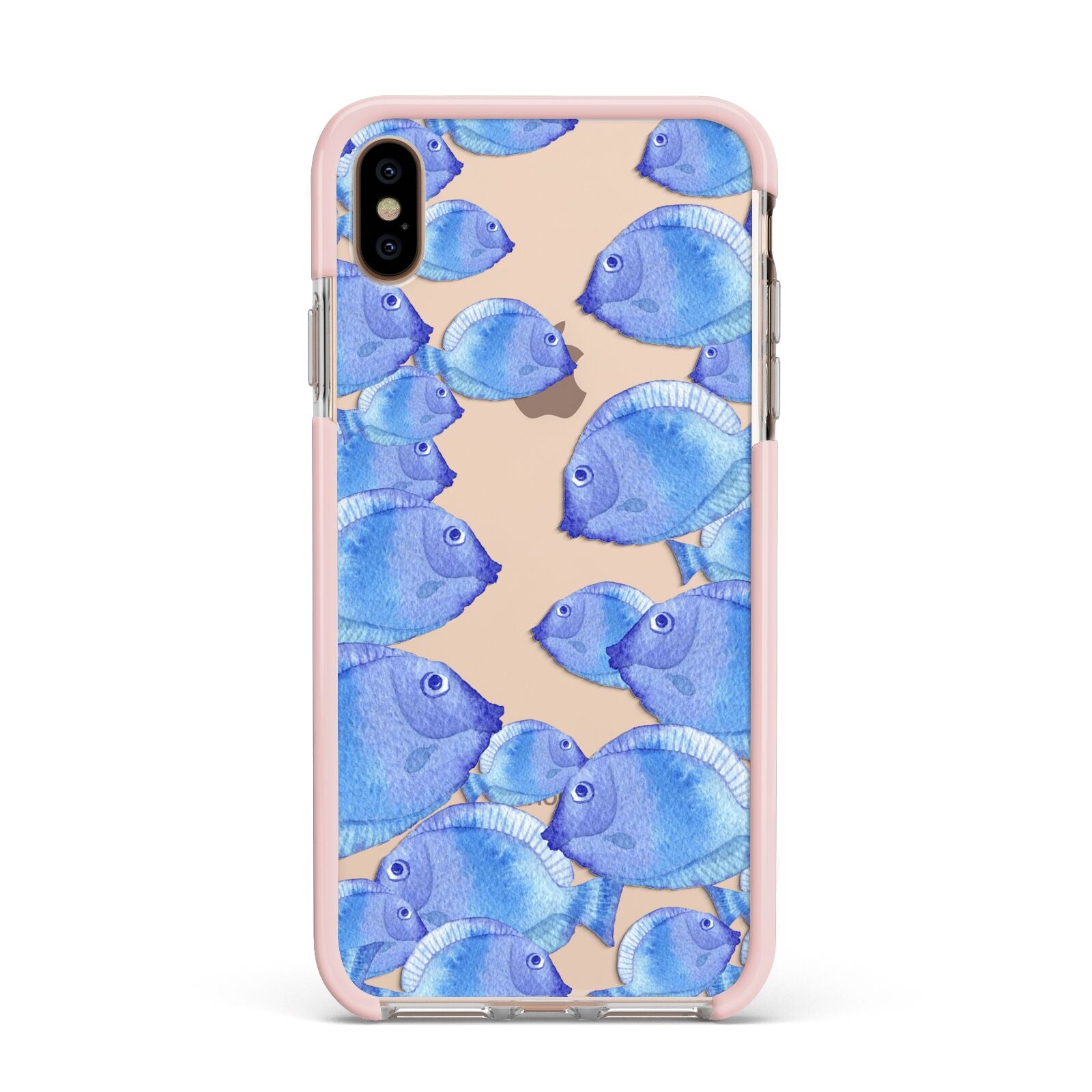 Fish Apple iPhone Xs Max Impact Case Pink Edge on Gold Phone