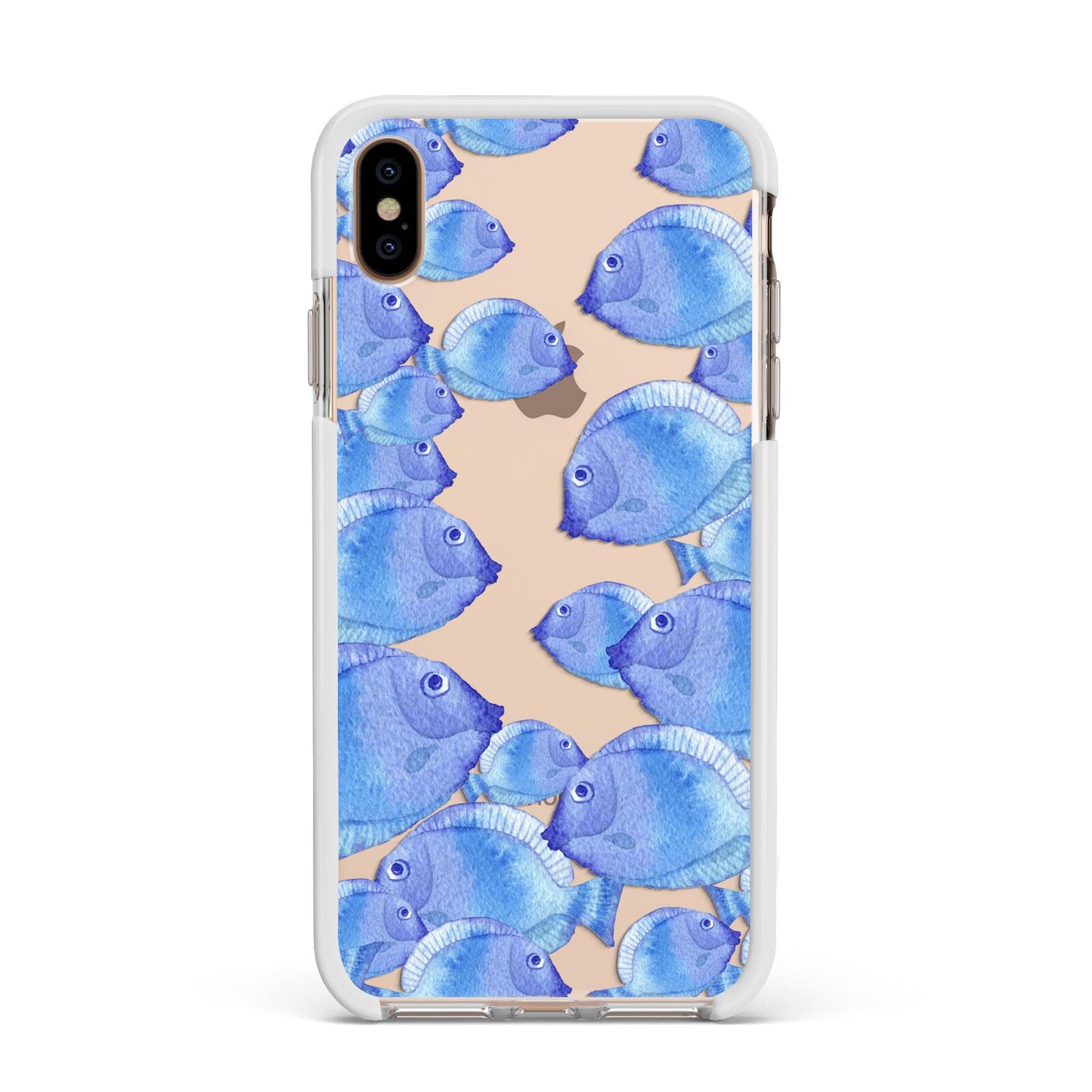 Fish Apple iPhone Xs Max Impact Case White Edge on Gold Phone
