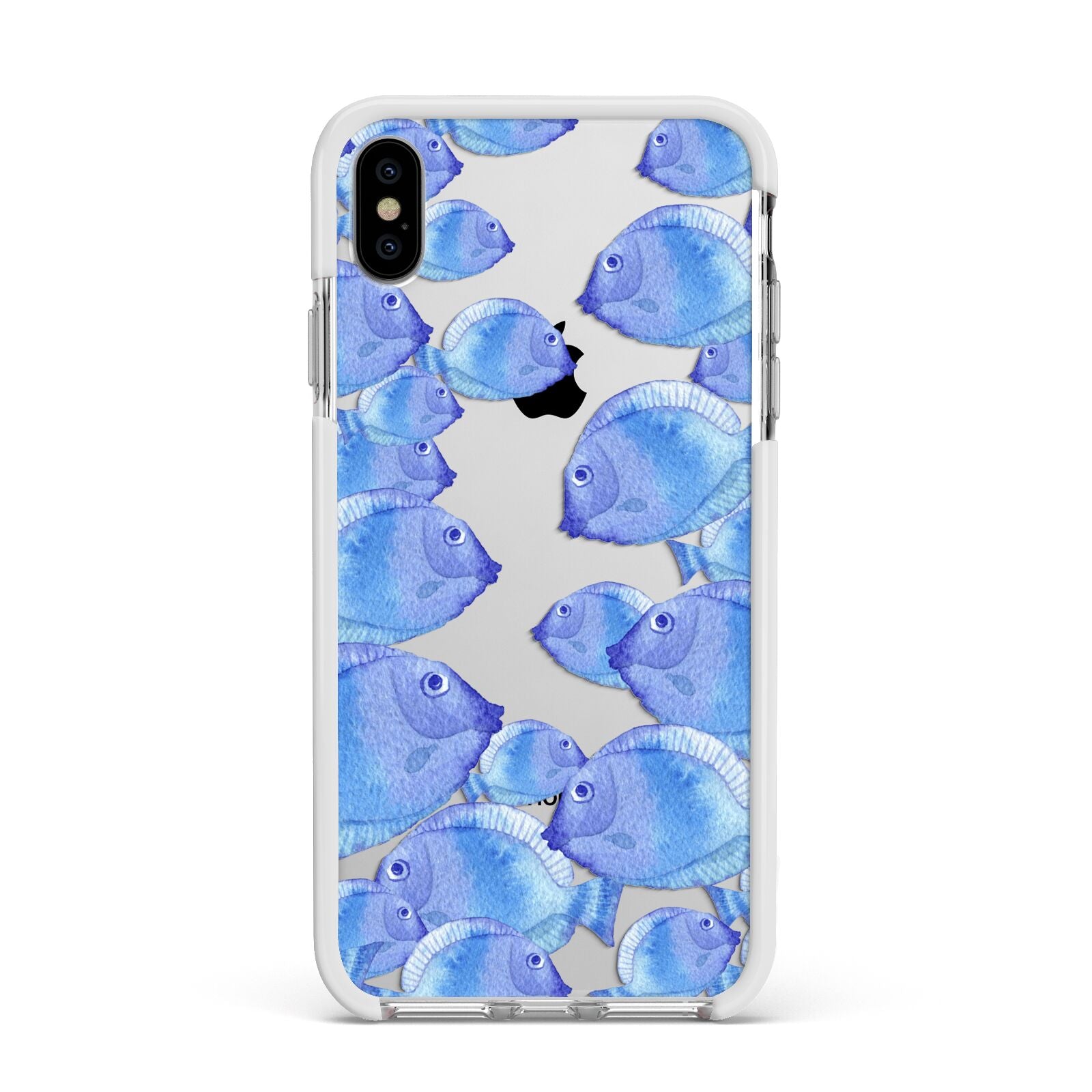 Fish Apple iPhone Xs Max Impact Case White Edge on Silver Phone