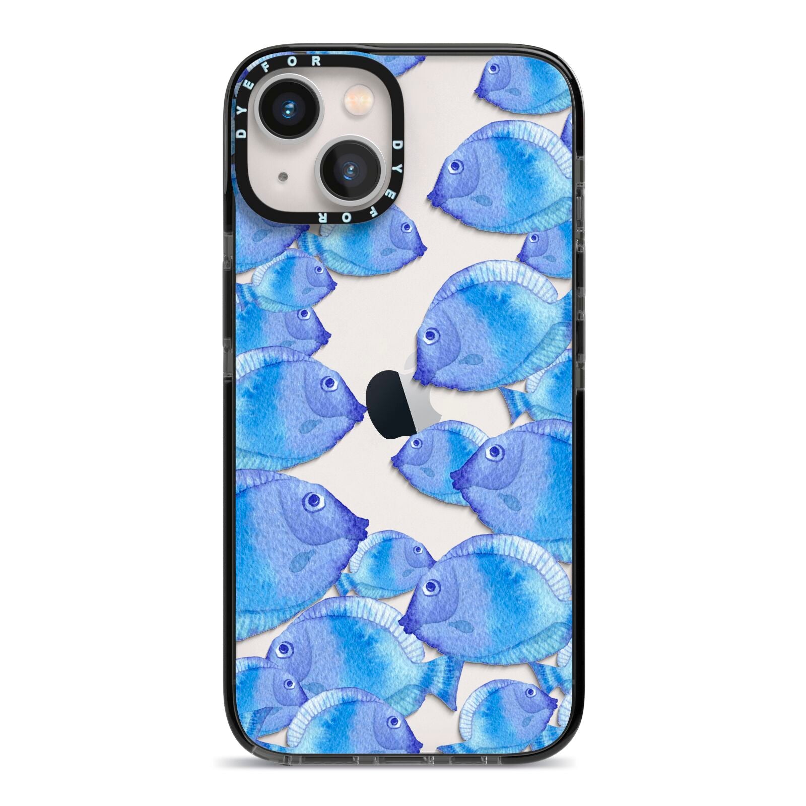 Fish iPhone 13 Black Impact Case on Silver phone