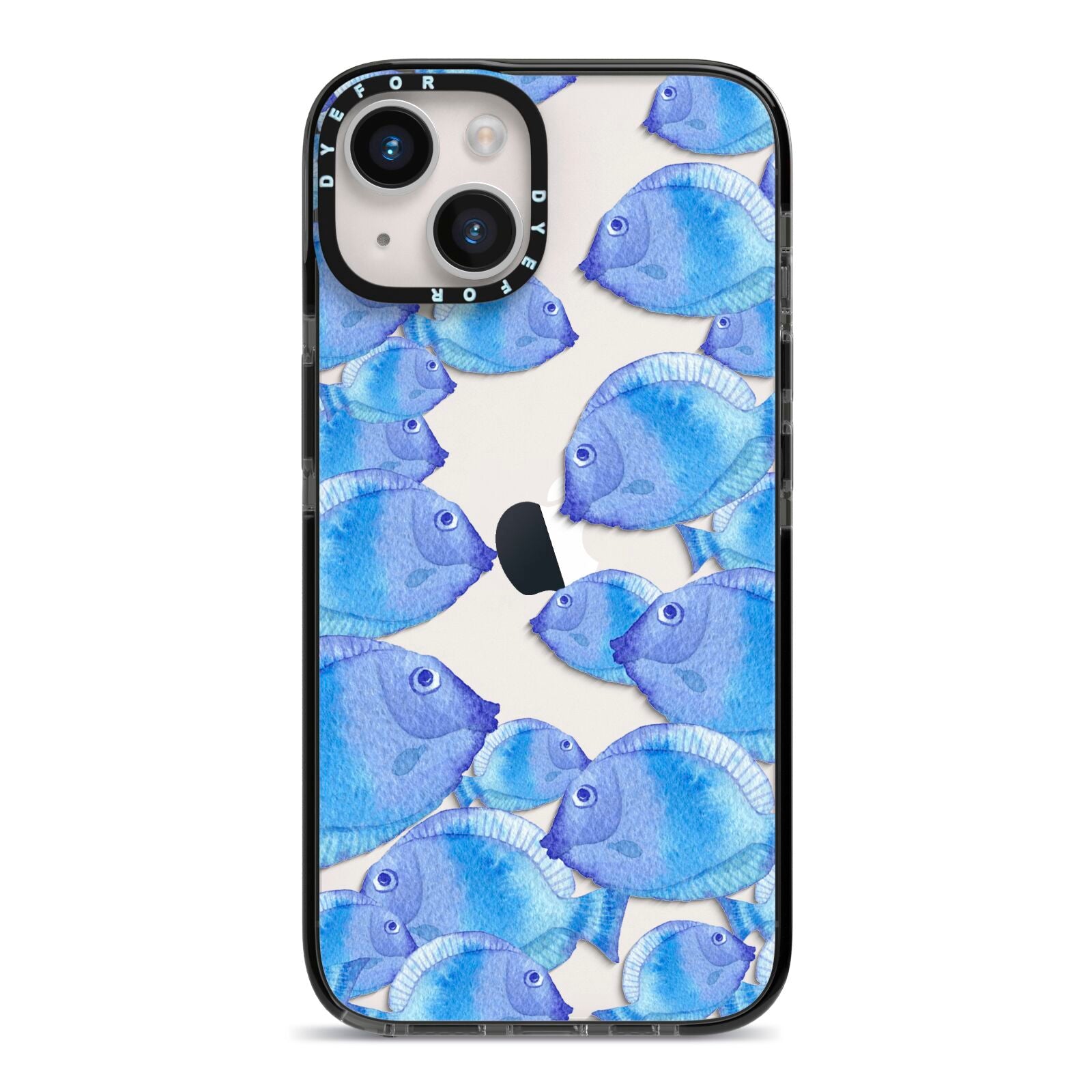 Fish iPhone 14 Black Impact Case on Silver phone