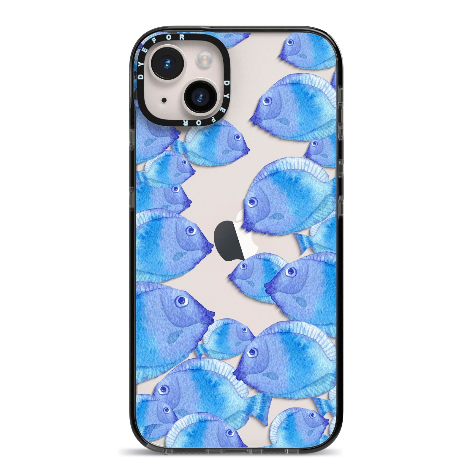 Fish iPhone 14 Plus Black Impact Case on Silver phone