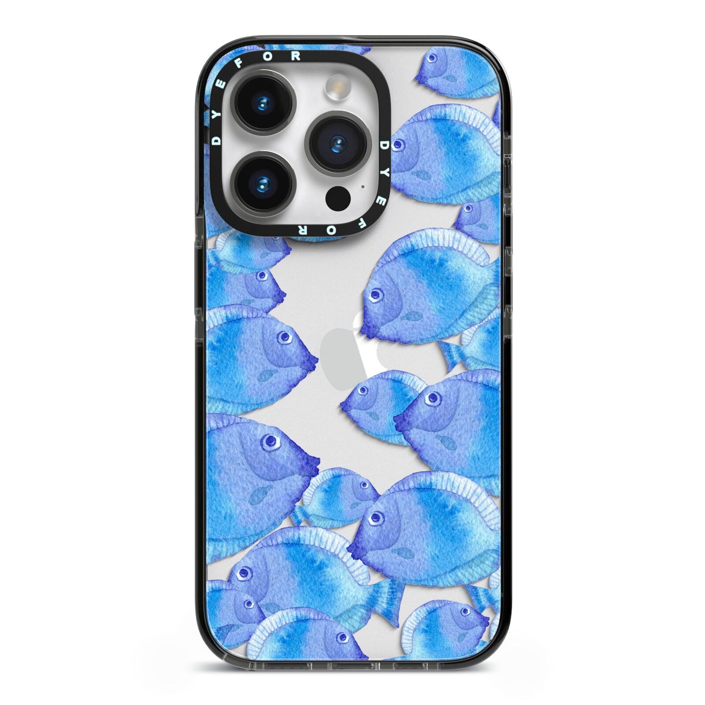 Fish iPhone 14 Pro Black Impact Case on Silver phone