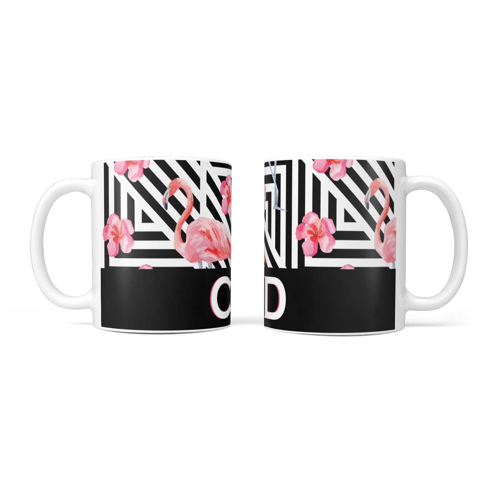 Flamingo Black Geometric 10oz Mug Alternative Image 3