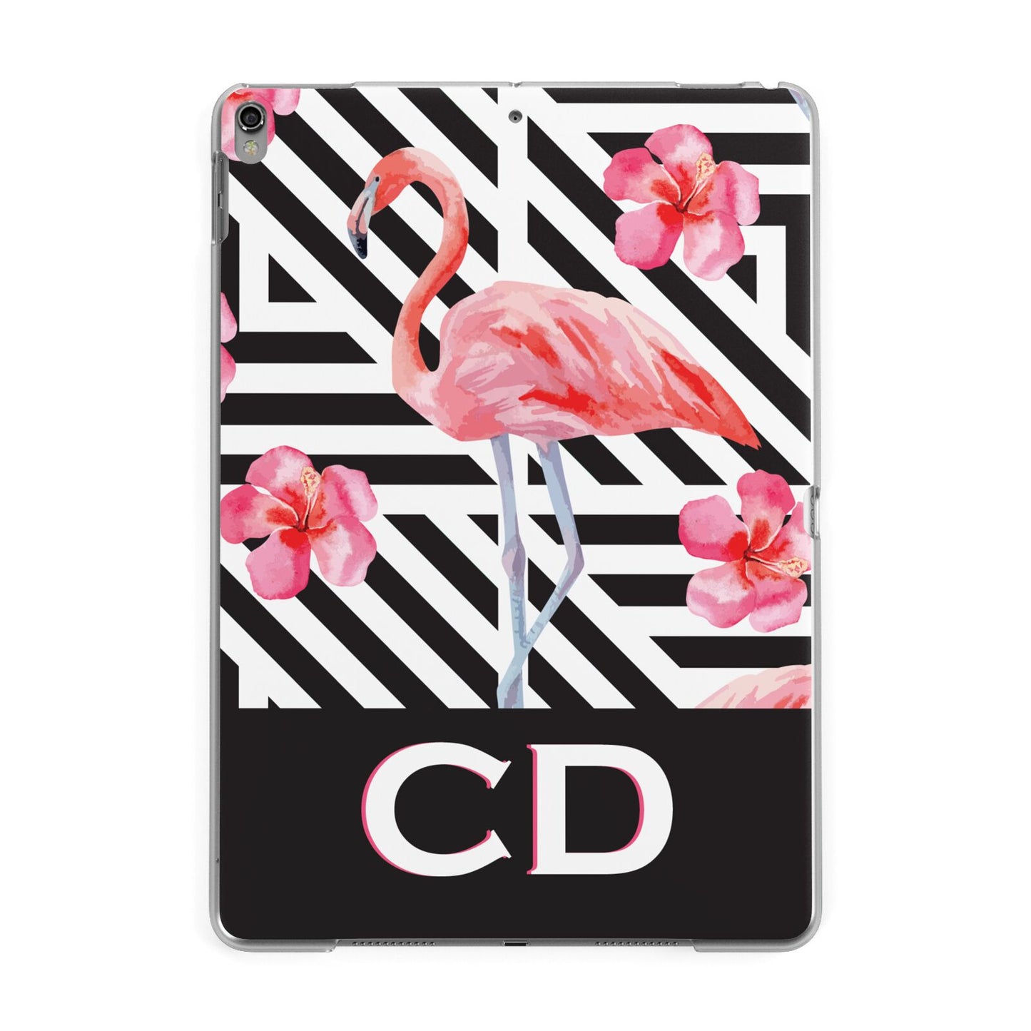 Flamingo Black Geometric Apple iPad Grey Case