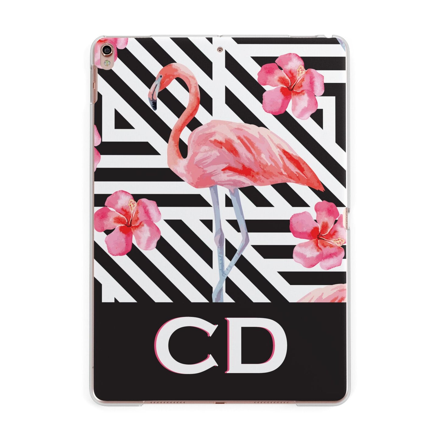 Flamingo Black Geometric Apple iPad Rose Gold Case