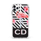 Flamingo Black Geometric Apple iPhone 11 Pro Max in Silver with White Impact Case