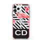 Flamingo Black Geometric Apple iPhone 11 Pro in Silver with Pink Impact Case