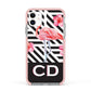 Flamingo Black Geometric Apple iPhone 11 in White with Pink Impact Case