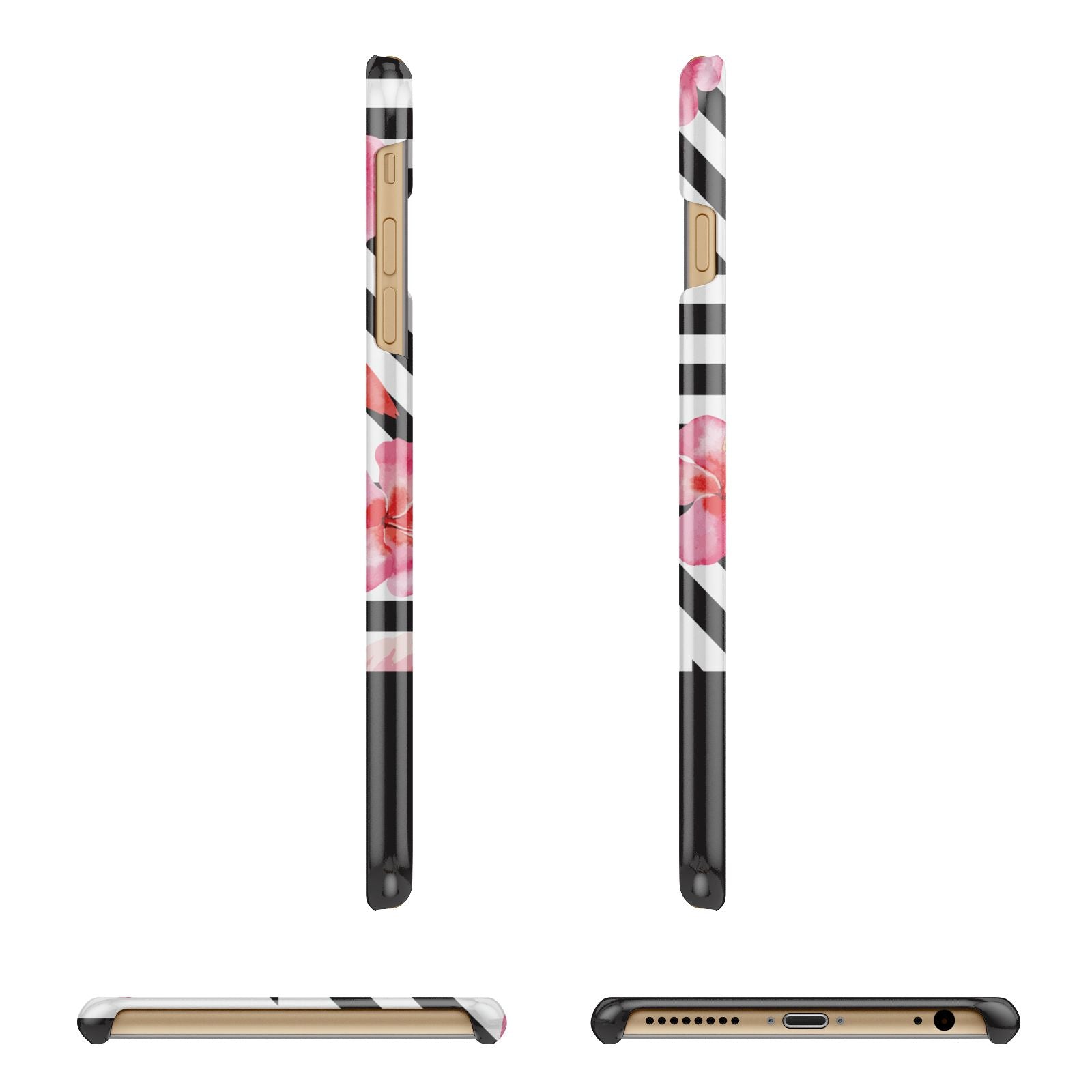 Flamingo Black Geometric Apple iPhone 6 Plus 3D Wrap Snap Case Angled Images