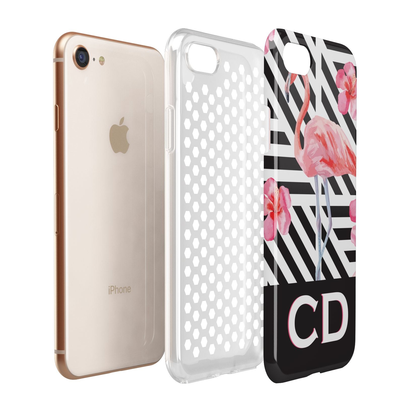 Flamingo Black Geometric Apple iPhone 7 8 3D Tough Case Expanded View