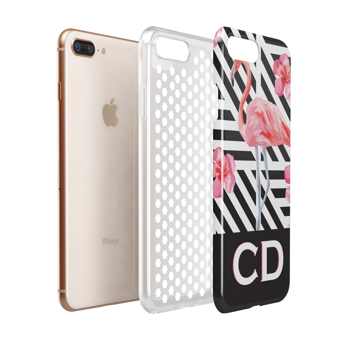 Flamingo Black Geometric Apple iPhone 7 8 Plus 3D Tough Case Expanded View