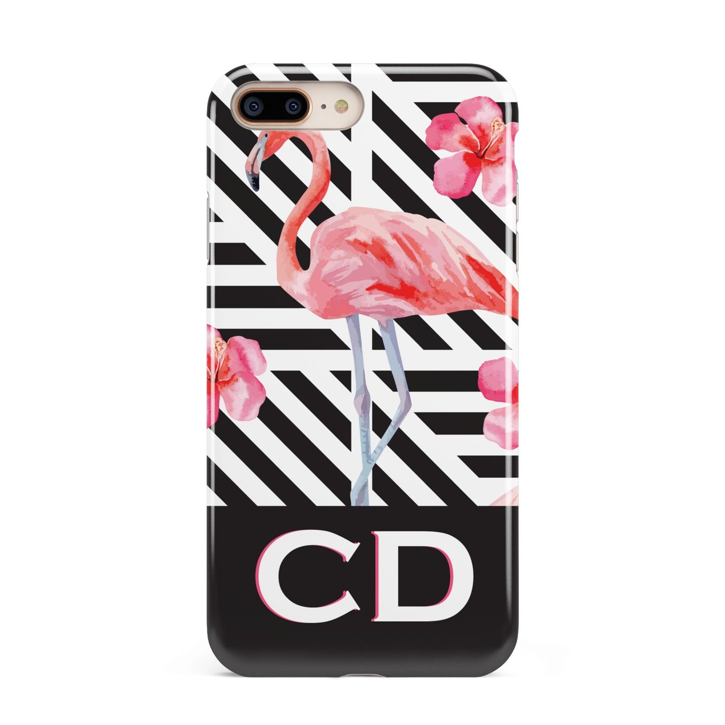 Flamingo Black Geometric Apple iPhone 7 8 Plus 3D Tough Case