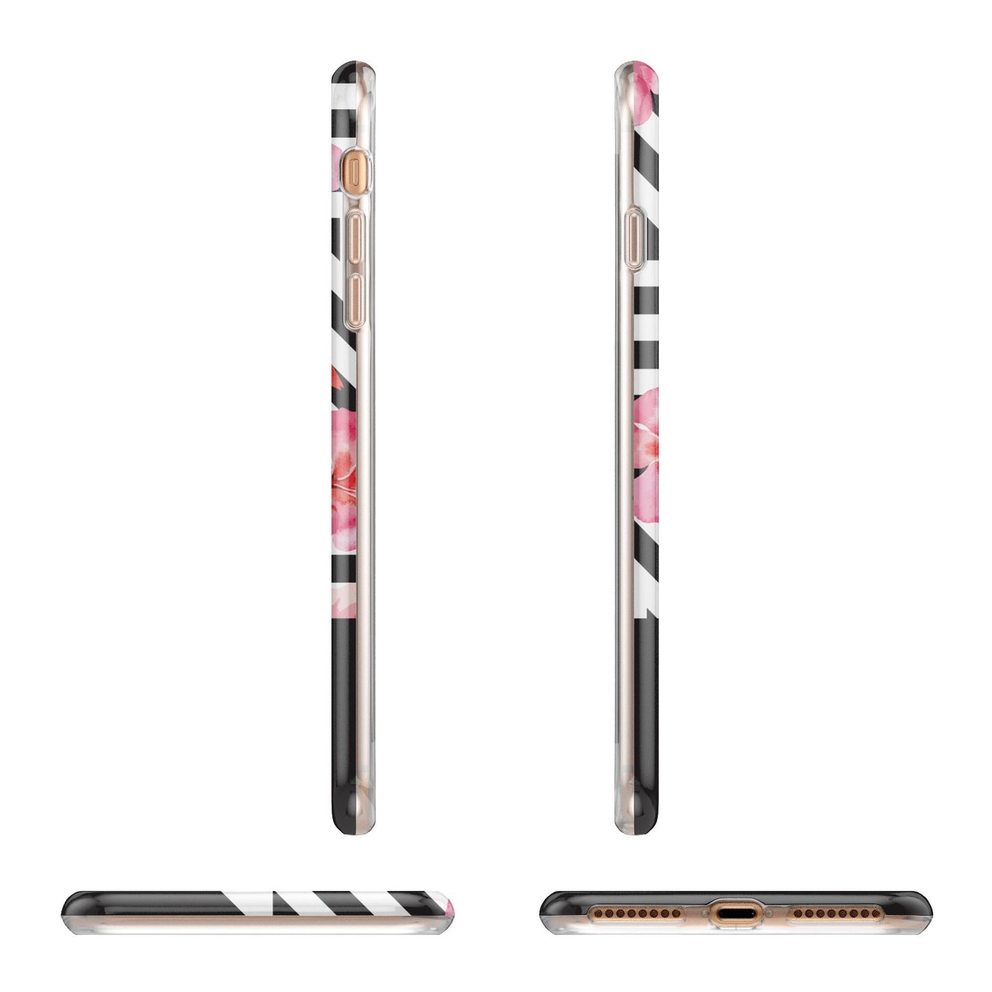 Flamingo Black Geometric Apple iPhone 7 8 Plus 3D Wrap Tough Case Alternative Image Angles