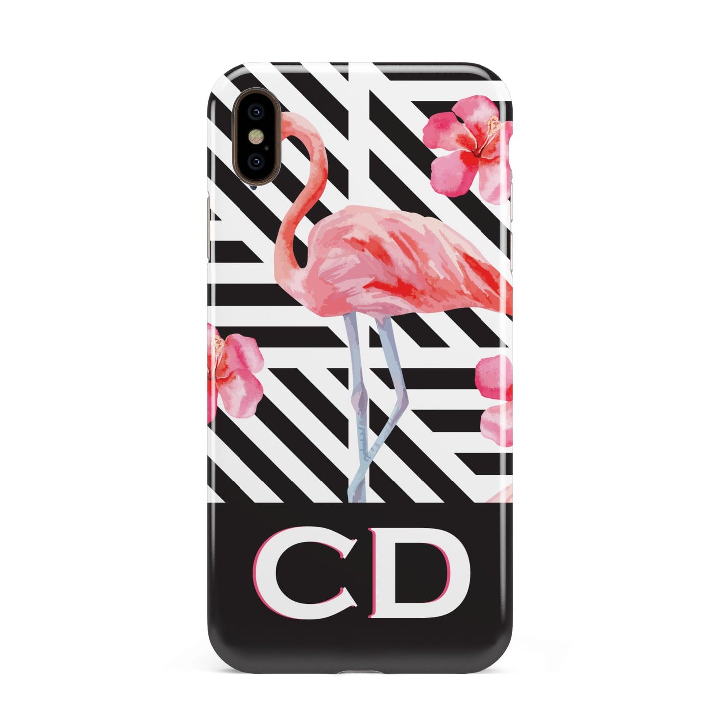 Flamingo Black Geometric Apple iPhone Xs Max 3D Tough Case