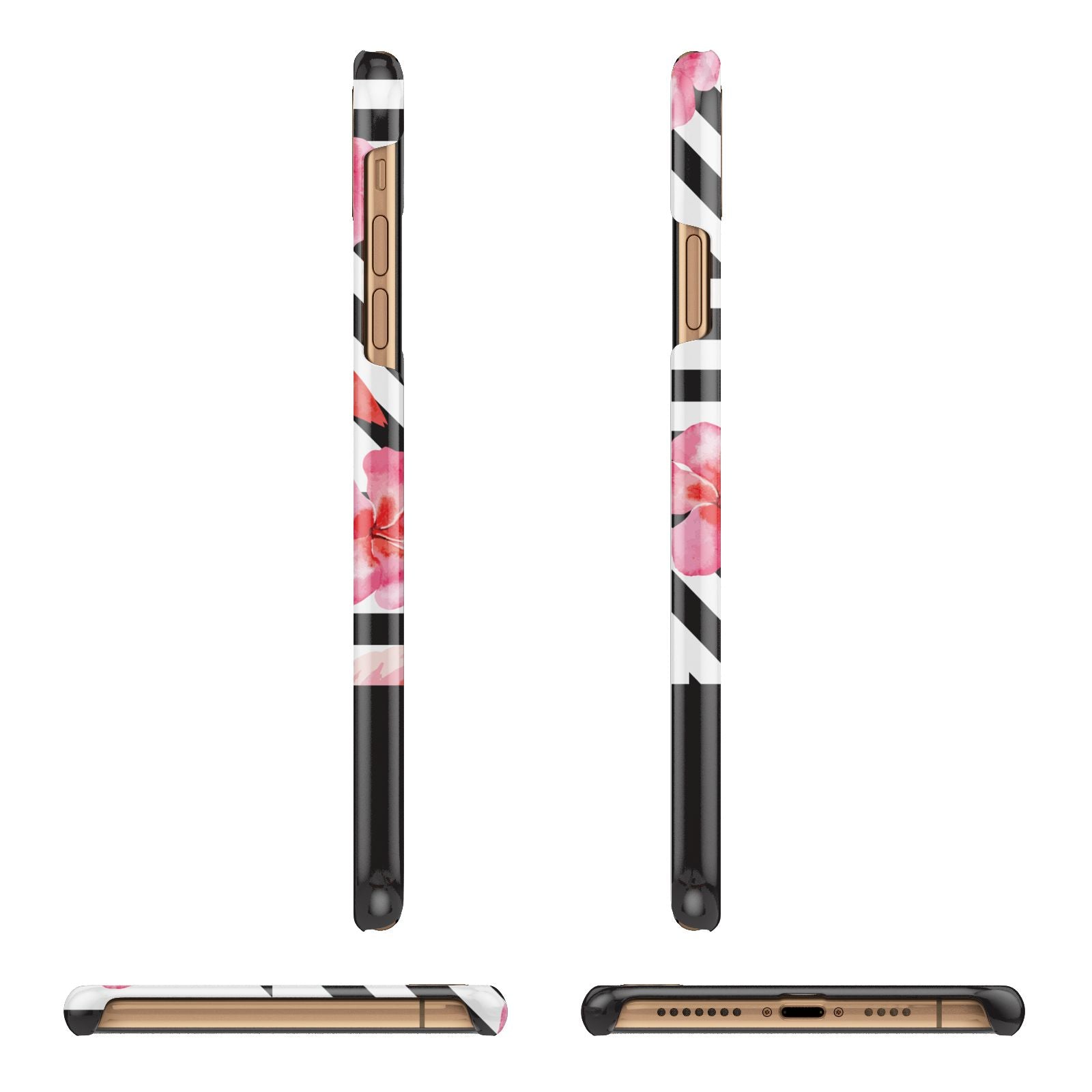 Flamingo Black Geometric Apple iPhone Xs Max 3D Wrap Snap Case Angled Images