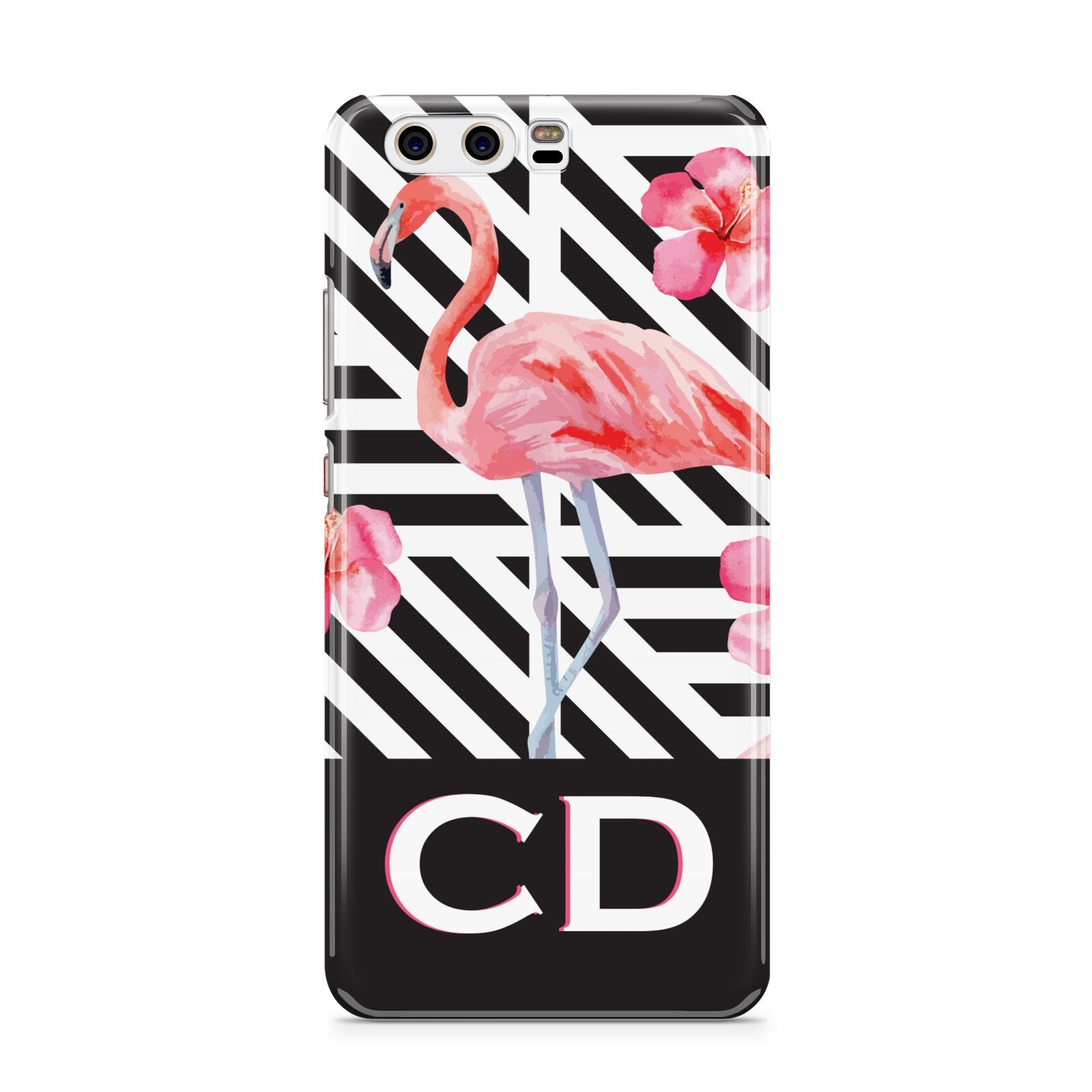 Flamingo Black Geometric Huawei P10 Phone Case