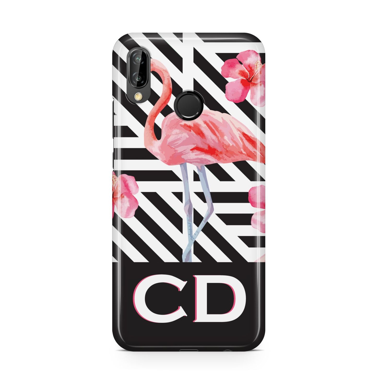 Flamingo Black Geometric Huawei P20 Lite Phone Case