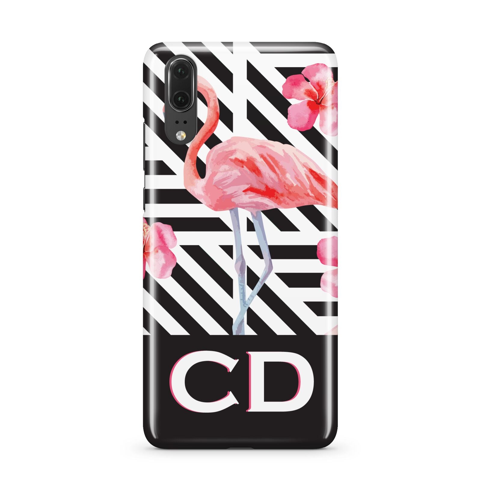 Flamingo Black Geometric Huawei P20 Phone Case