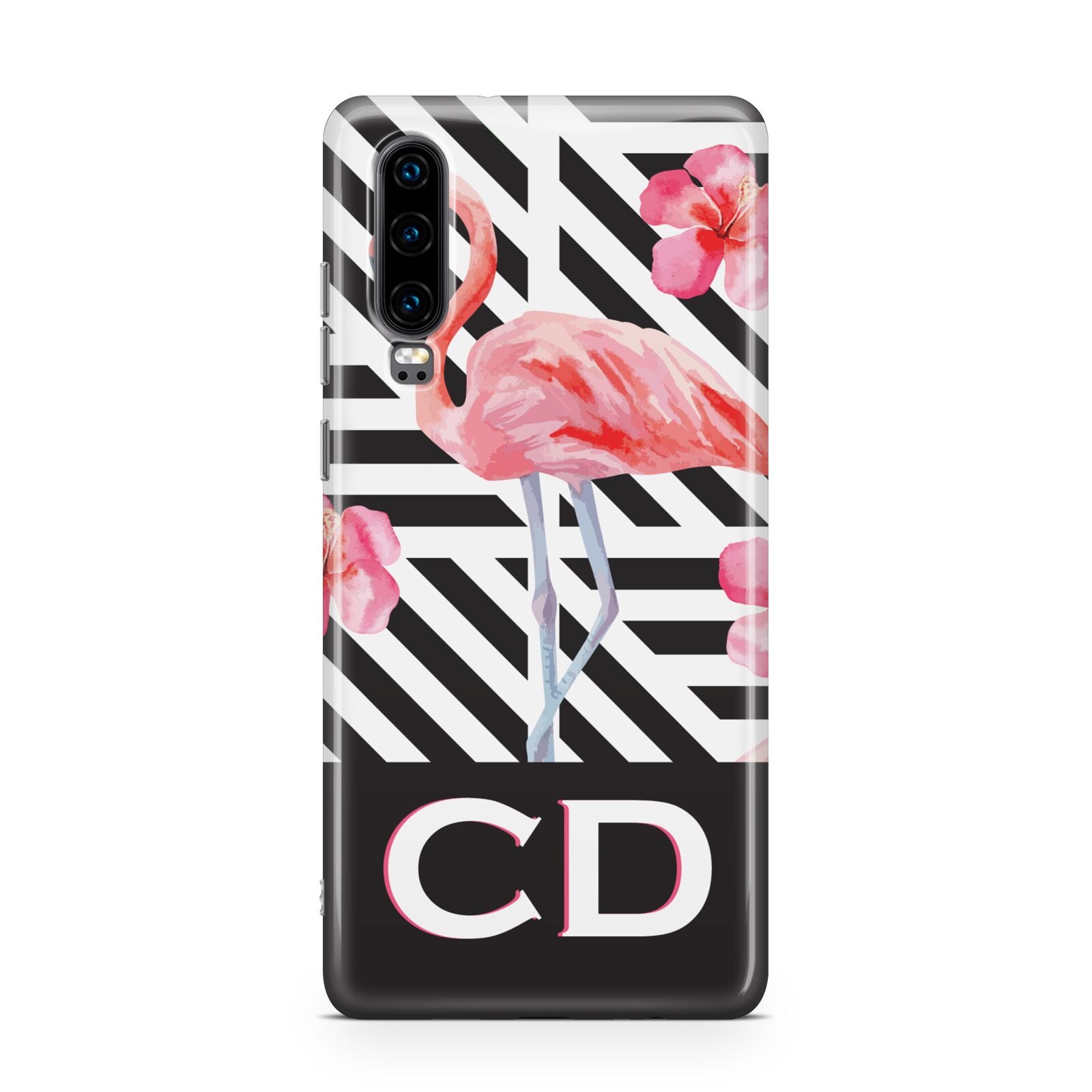 Flamingo Black Geometric Huawei P30 Phone Case