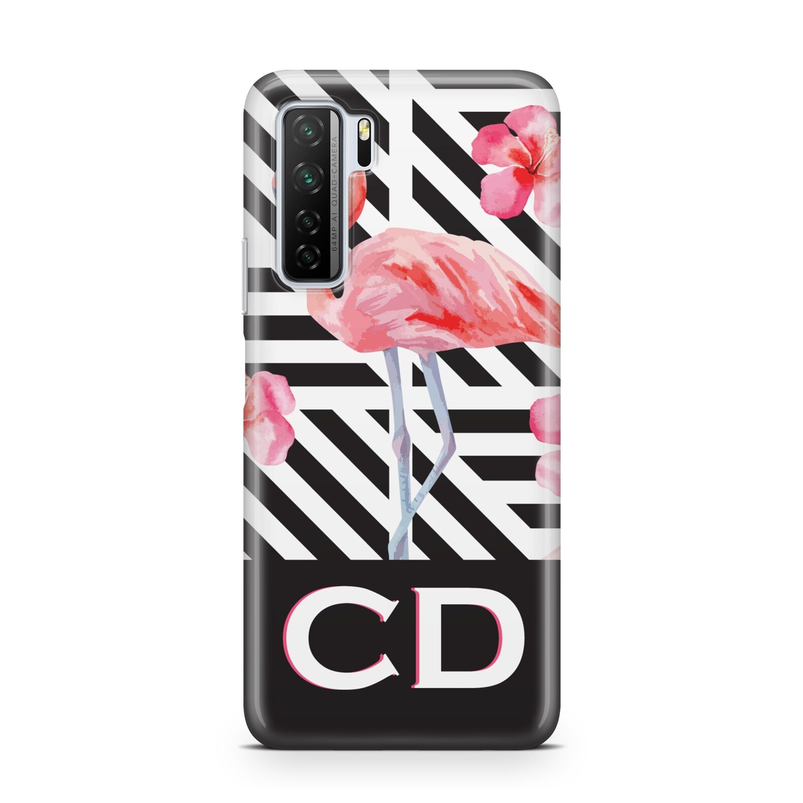 Flamingo Black Geometric Huawei P40 Lite 5G Phone Case