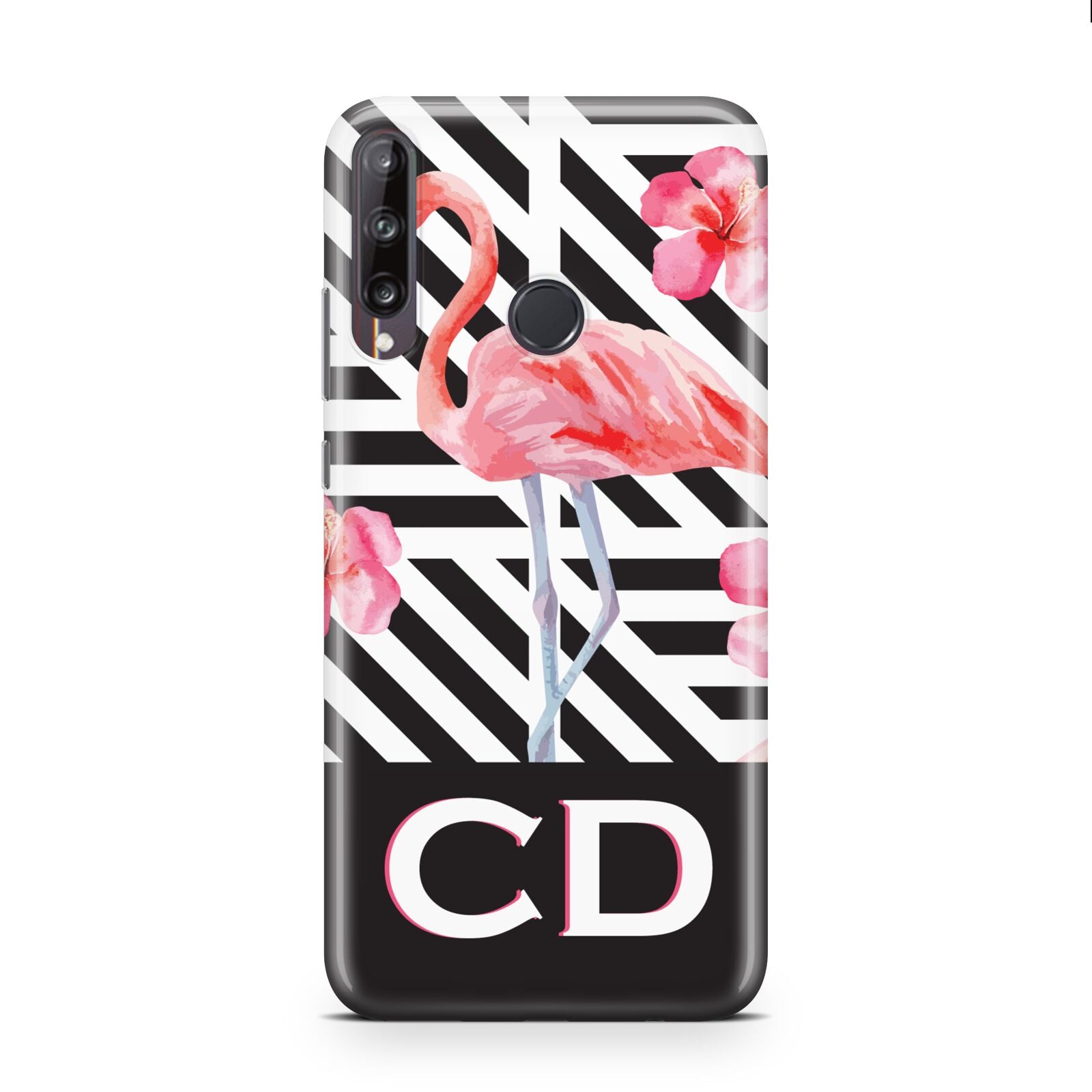 Flamingo Black Geometric Huawei P40 Lite E Phone Case
