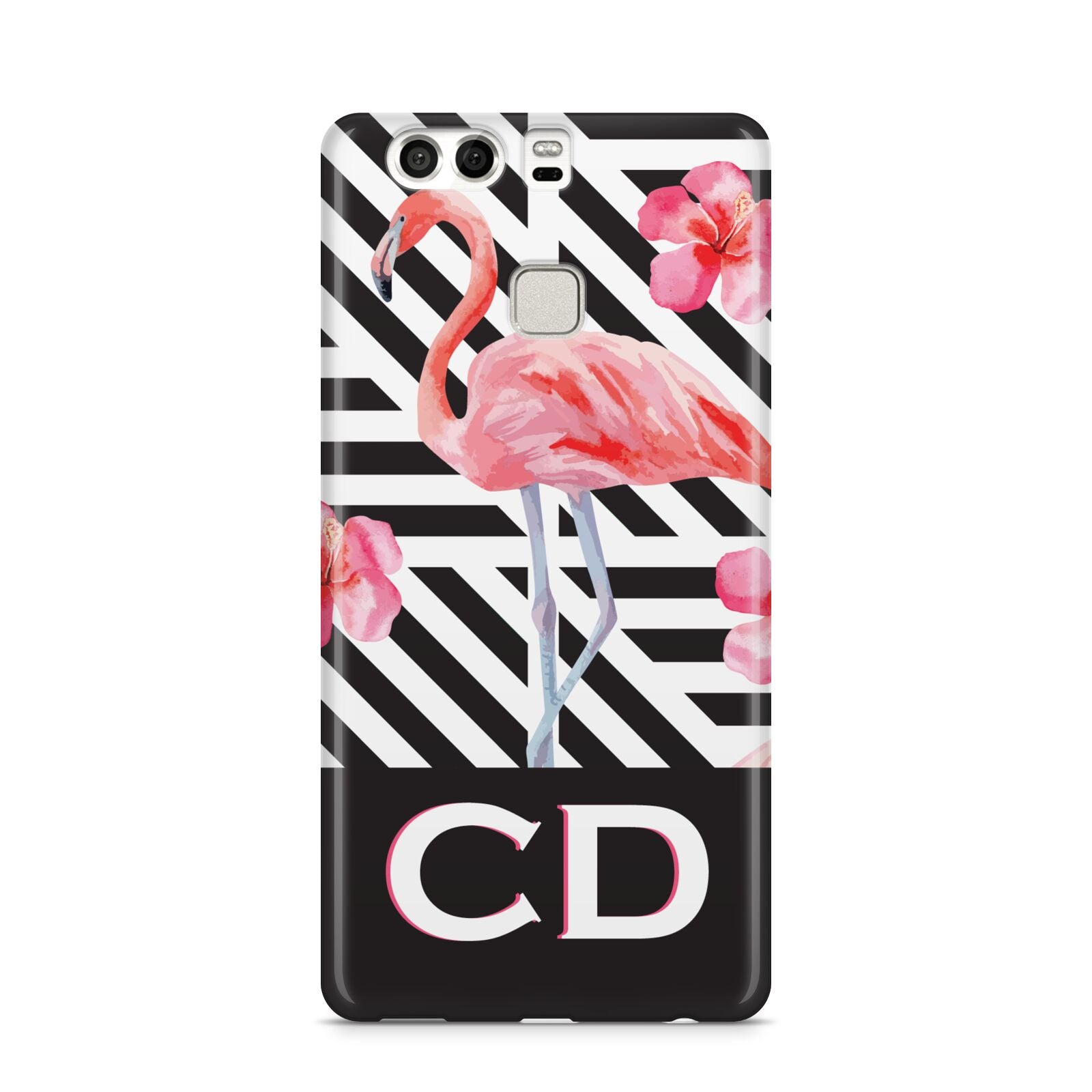 Flamingo Black Geometric Huawei P9 Case