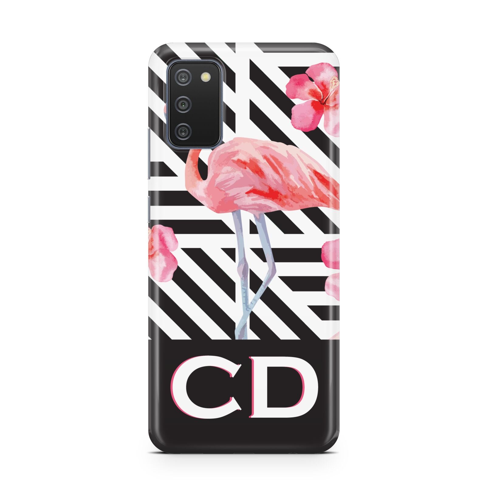 Flamingo Black Geometric Samsung A02s Case