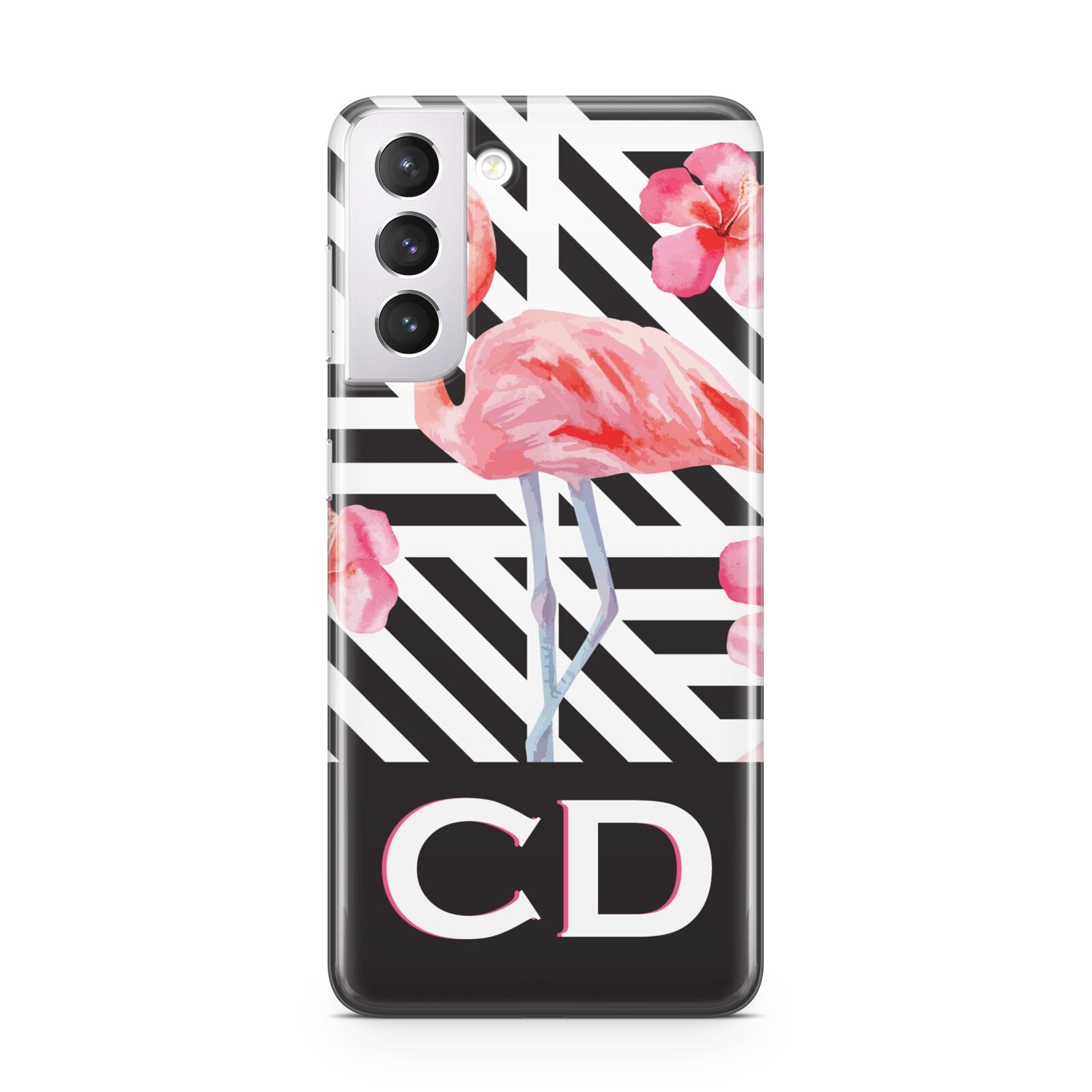 Flamingo Black Geometric Samsung S21 Case