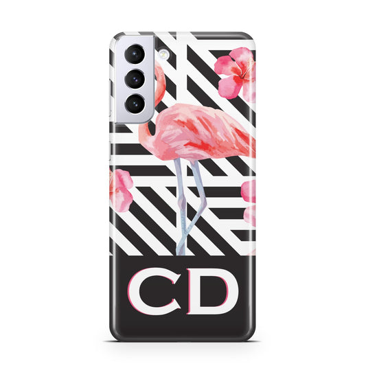 Flamingo Black Geometric Samsung S21 Plus Phone Case