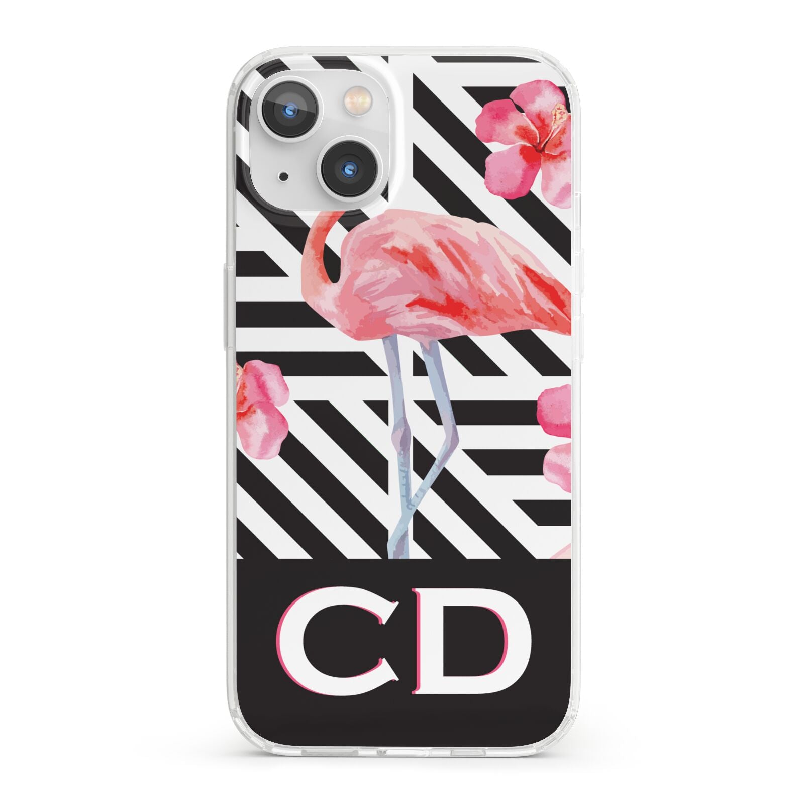 Flamingo Black Geometric iPhone 13 Clear Bumper Case