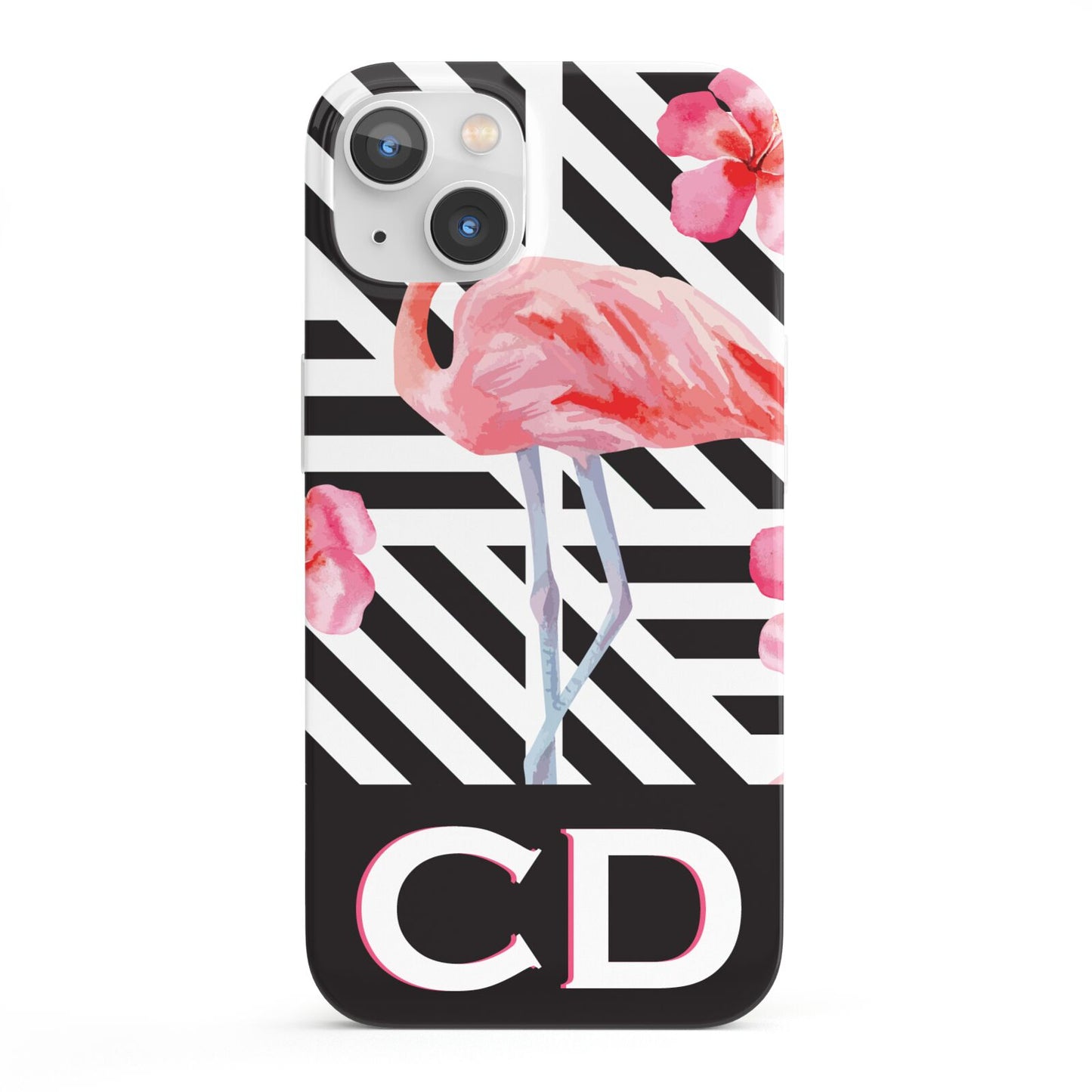 Flamingo Black Geometric iPhone 13 Full Wrap 3D Snap Case