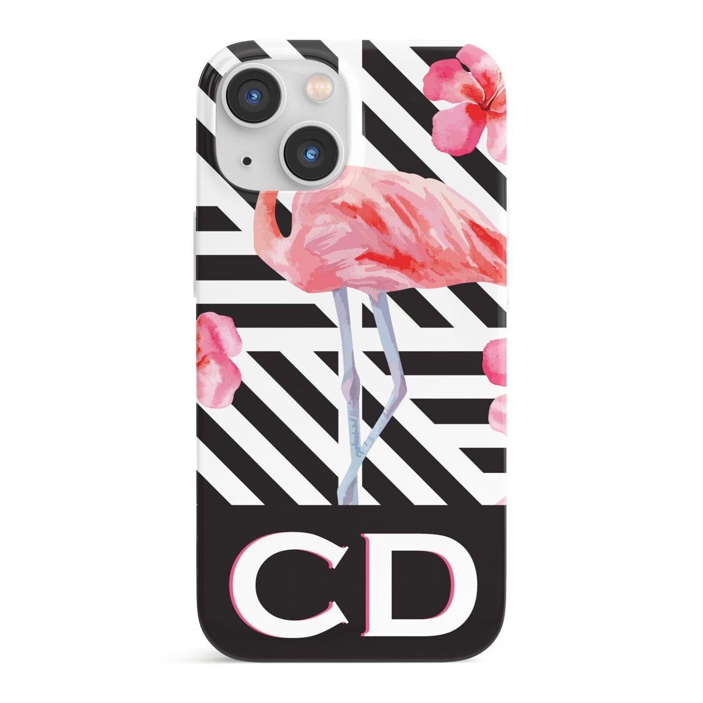 Flamingo Black Geometric iPhone 13 Mini Full Wrap 3D Snap Case