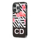 Flamingo Black Geometric iPhone 13 Pro Black Impact Case Side Angle on Silver phone