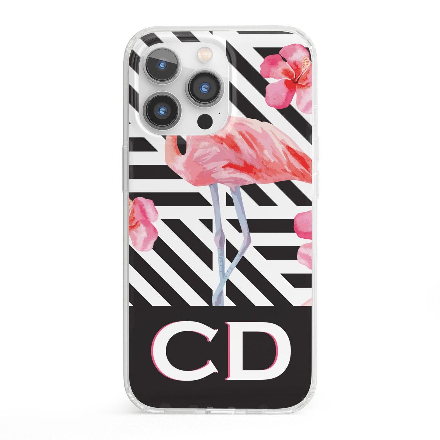 Flamingo Black Geometric iPhone 13 Pro Clear Bumper Case
