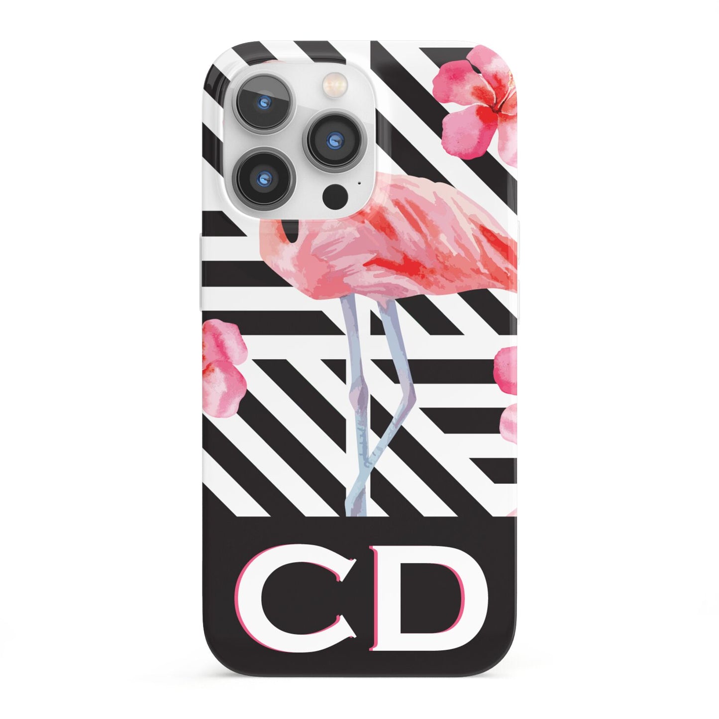 Flamingo Black Geometric iPhone 13 Pro Full Wrap 3D Snap Case
