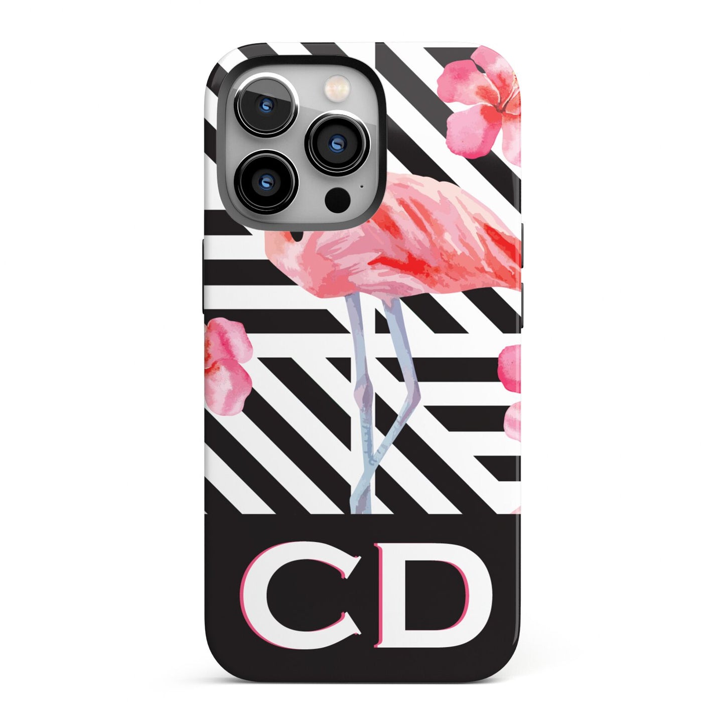 Flamingo Black Geometric iPhone 13 Pro Full Wrap 3D Tough Case